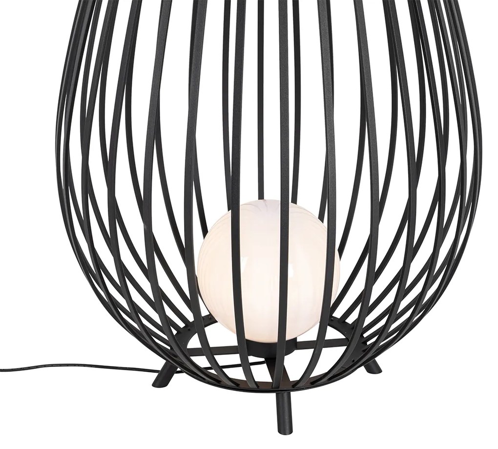 Комплект подови лампи черен с опал 110 см и 70 см - Angela