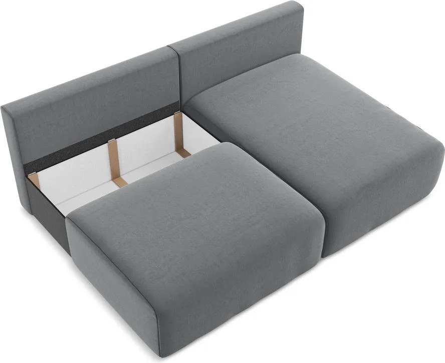 Сив кадифен сгъваем/с място за съхранение ъглов диван (десен ъгъл) Kalena – Makamii