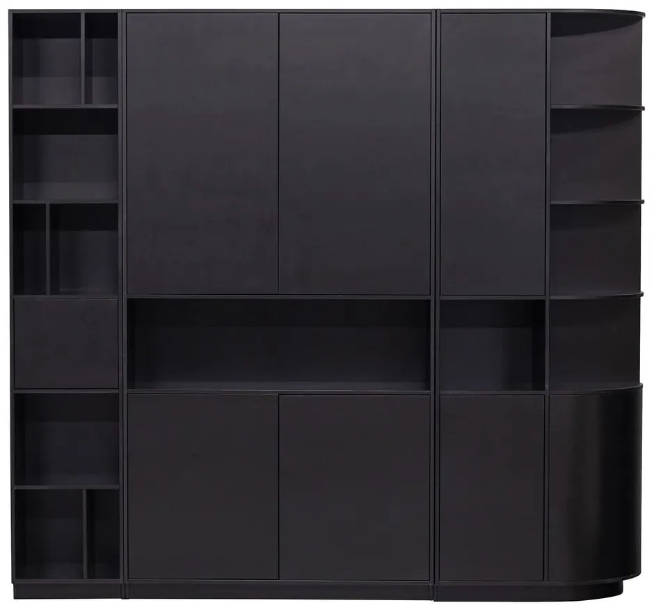 Черна модулна библиотека от масивен бор 228x210 cm Finca – WOOOD