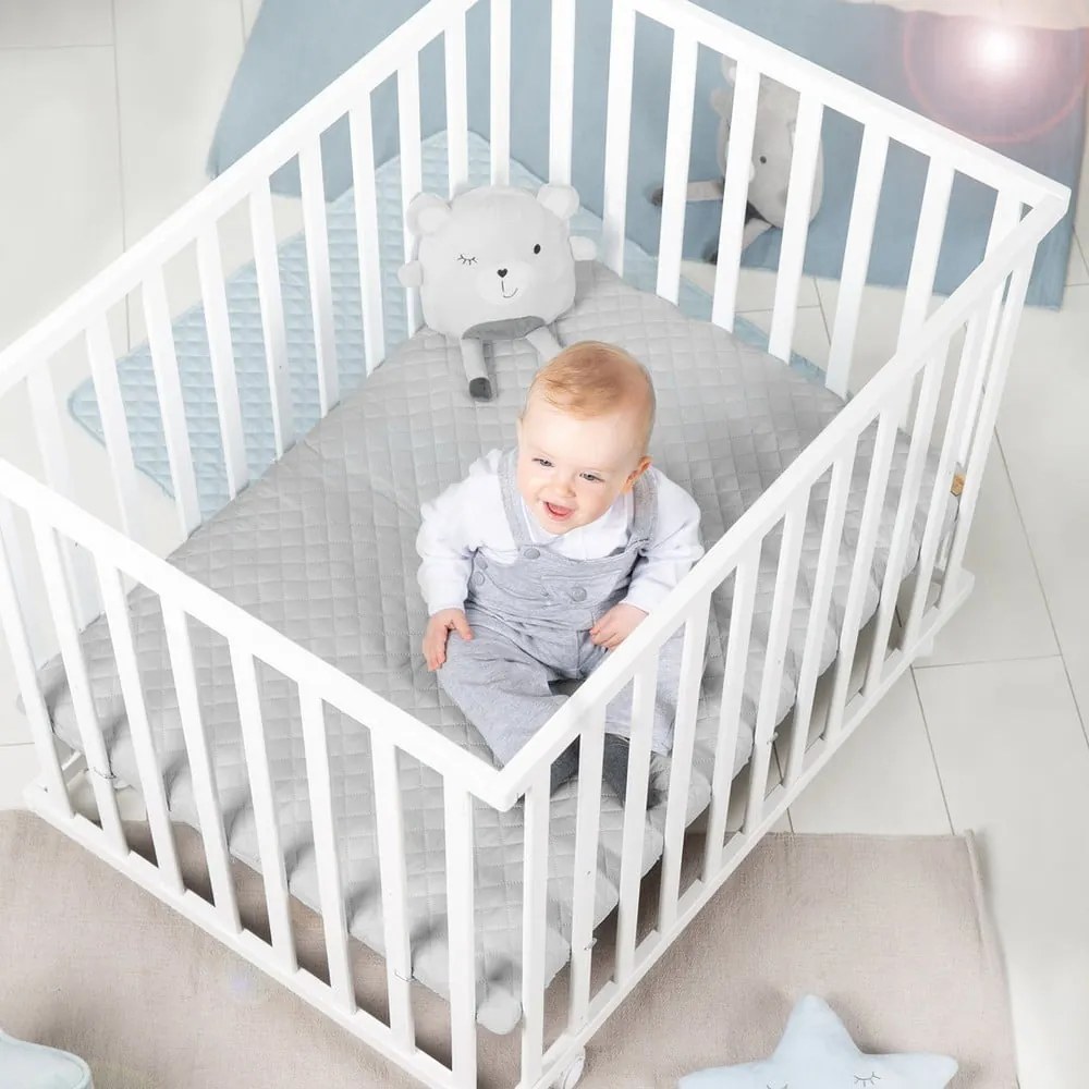 Бяла кошара за игра 100x75 cm на колелца Style – Roba