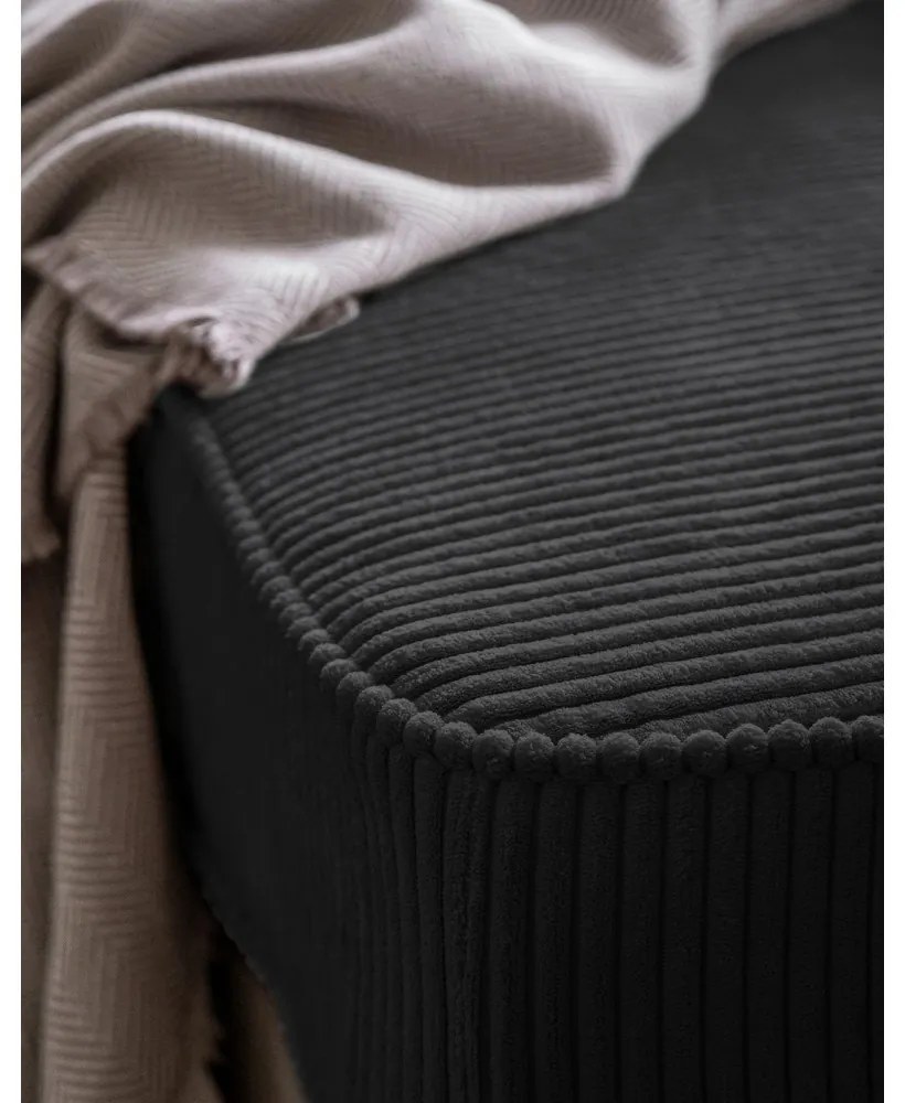 Антрацитен шезлонг от рипсено кадифе (ляв ъгъл) Chic Charlotte – Miuform