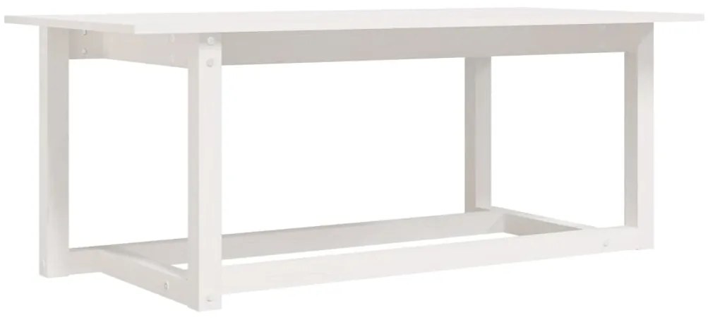 822168 vidaXL Кафе маса, бяла, 110x55x45 см, борово дърво масив