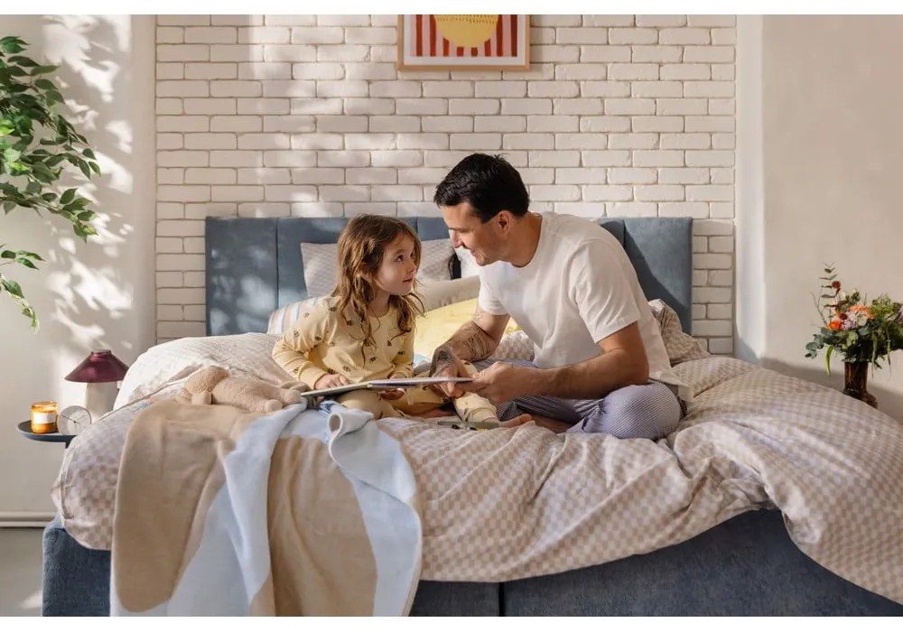 Синьо боксспринг легло 160x200 cm Olia Bold Line – Bonami Selection