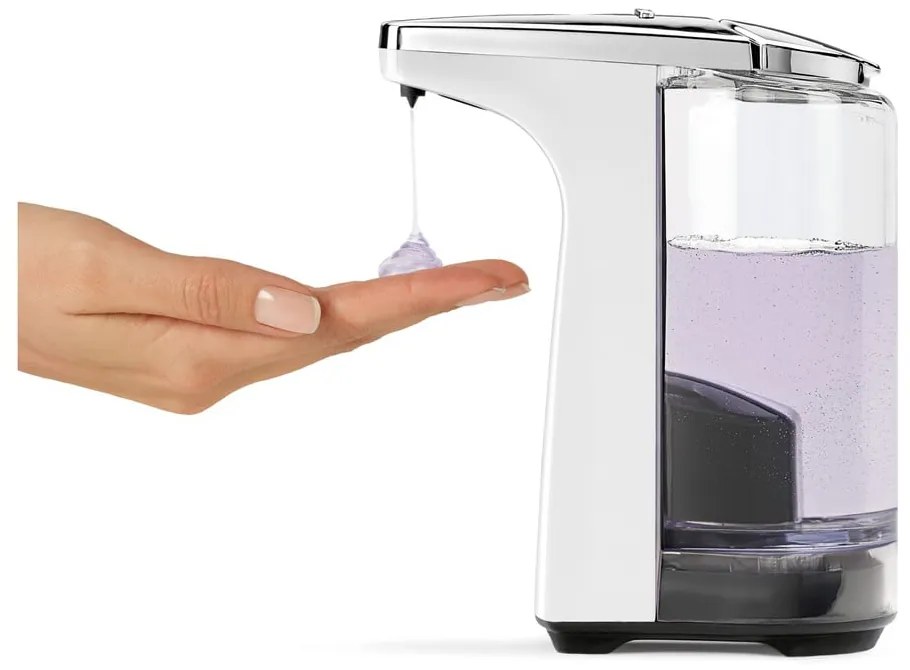 Бял автоматичен пластмасов диспенсър за сапун 237 ml - simplehuman