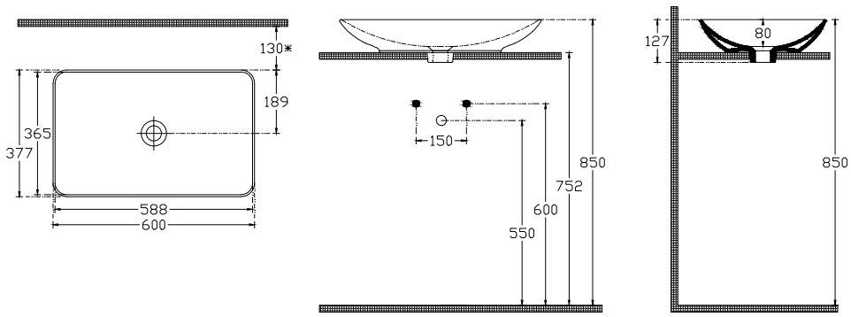 мивка Bianco Ceramica -60 x 37,7 x 8
