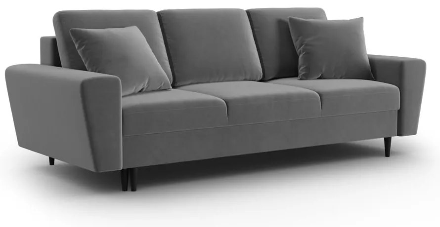 Светлосив кадифен разтегателен диван с място за съхранение 235 cm Kyoto – Cosmopolitan Design