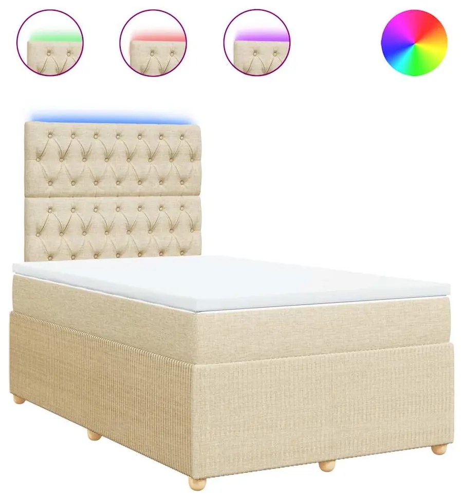 3294335 vidaXL Боксспринг легло с матрак, кремаво, 120x200 см, плат