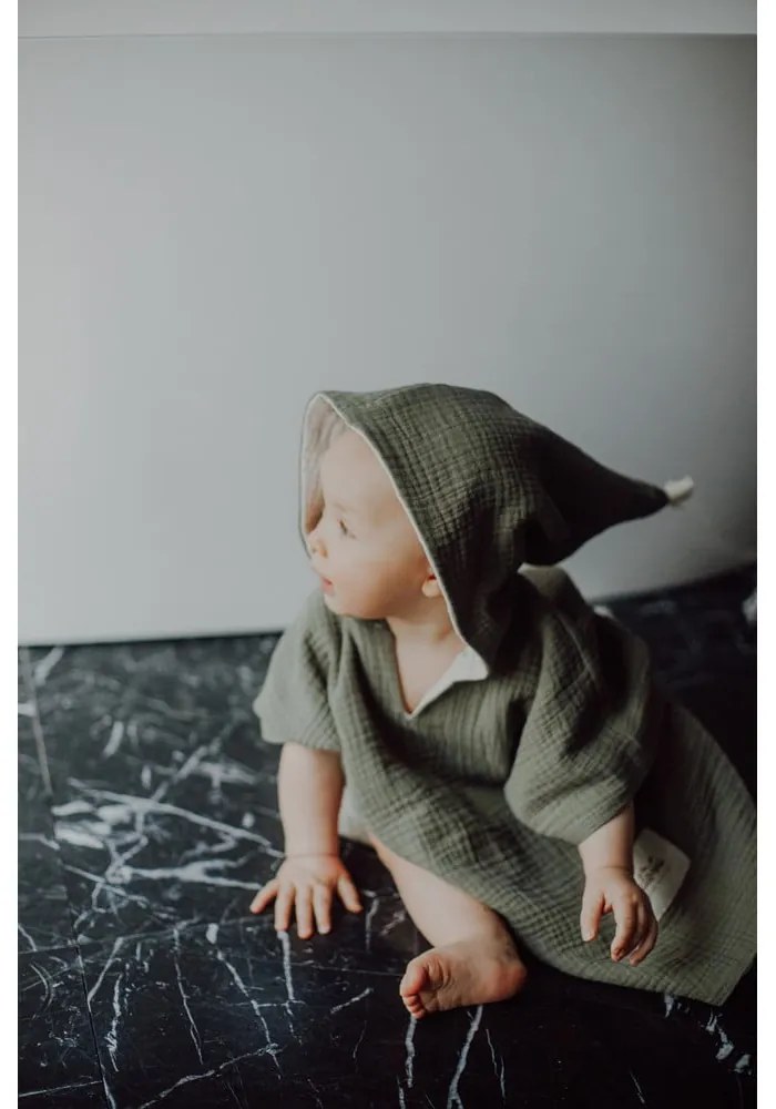 Бебешко пончо от муселин в цвят каки размер M - Malomi Kids