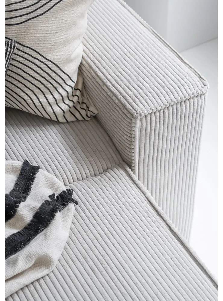 Бял разтегателен ъглов диван от рипсено кадифе (ляв ъгъл/"U" форма) Brave Dave – Miuform