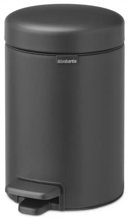 Кош за боклук с педал Brabantia NewIcon 1001102, 3 л, Плавно затваряне, Противоплъзгаща основа, Минерално покритие, Тъмносив