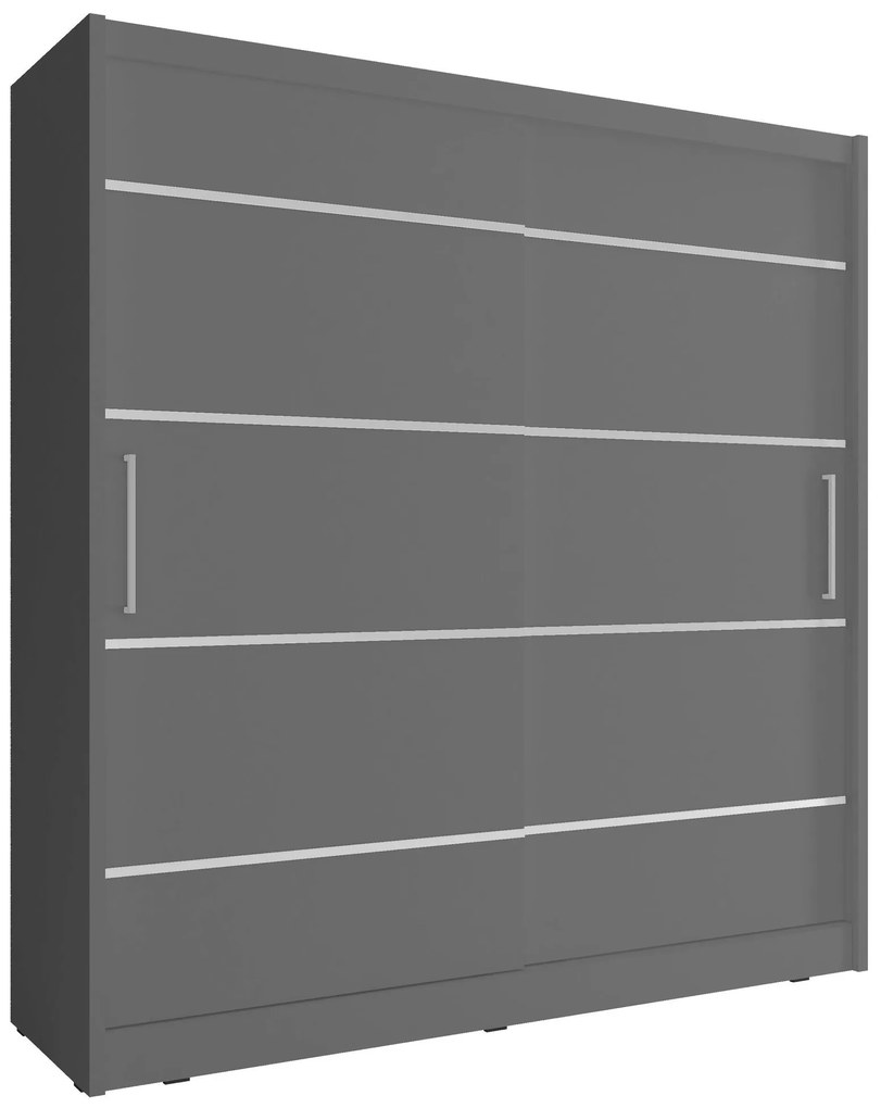 Гардероб Maritina с плъзгащи врати-200 x 62 x 214 cm-сив