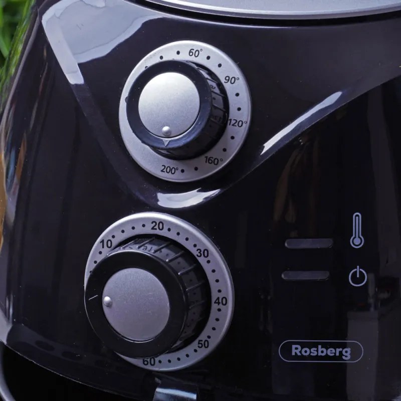 Фритюрник с горещ въздух Air Fryer Rosberg Premium RP51980C, 1600W, 2.6 литра, 80°C~200°C, Таймер, Черен