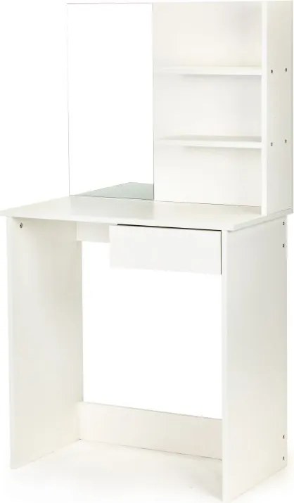 Маса за тоалетка ModernHome с 3 рафта и чекмедже, с огледало, бяла, 75x40x136см