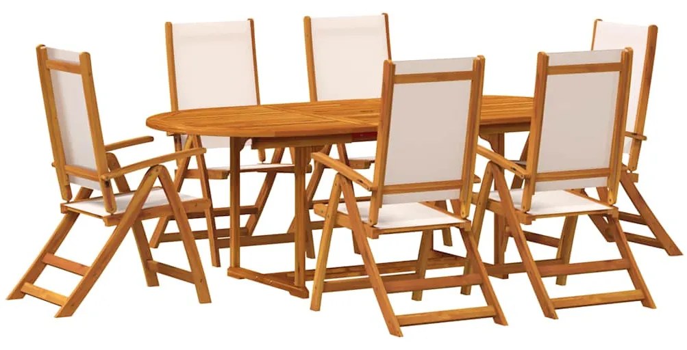 3279273 vidaXL Градински трапезен комплект, 7 части, акация масив и textilene