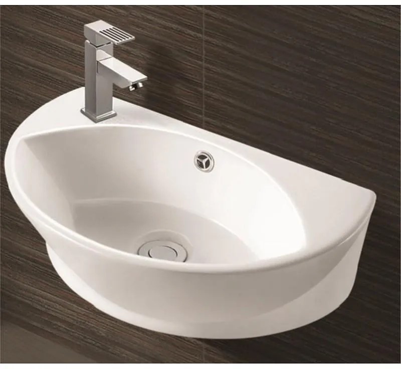 Мивка за баня ICC 3045 L, стенен монтаж, с отвор за смесител, порцелан, бял, 45x28x15см