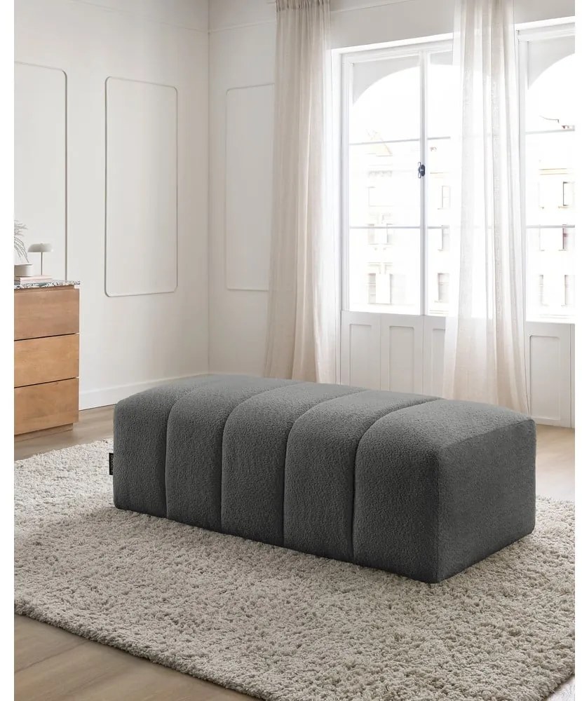 Тъмносива табуретка от прежда с примки от букле Annecy – Bobochic Paris