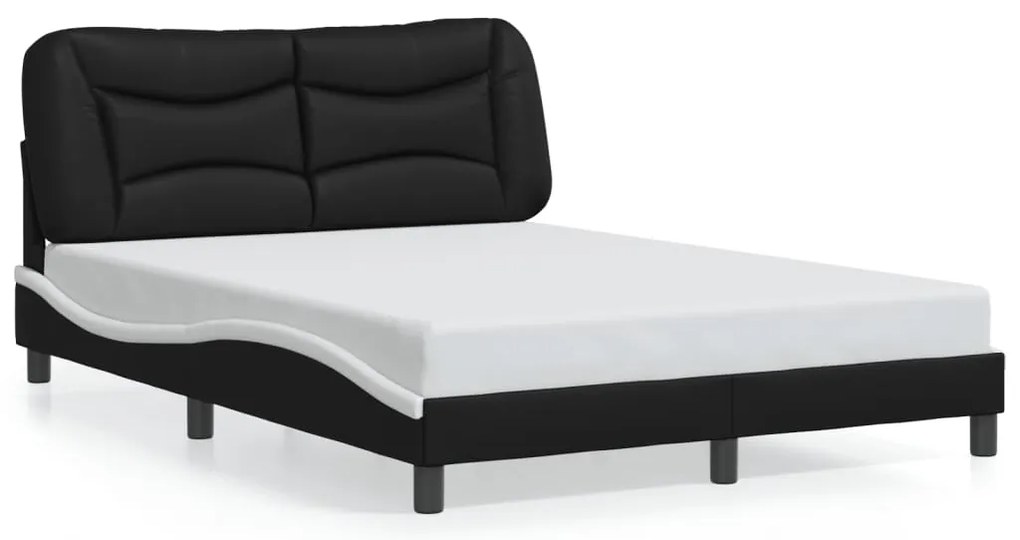 3207993 vidaXL Рамка за легло без матрак Hvar, черно-бяла, 120x200 см, изкуствена кожа