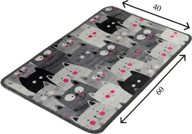 Сив килим за баня 40x60 cm Meow – Foutastic
