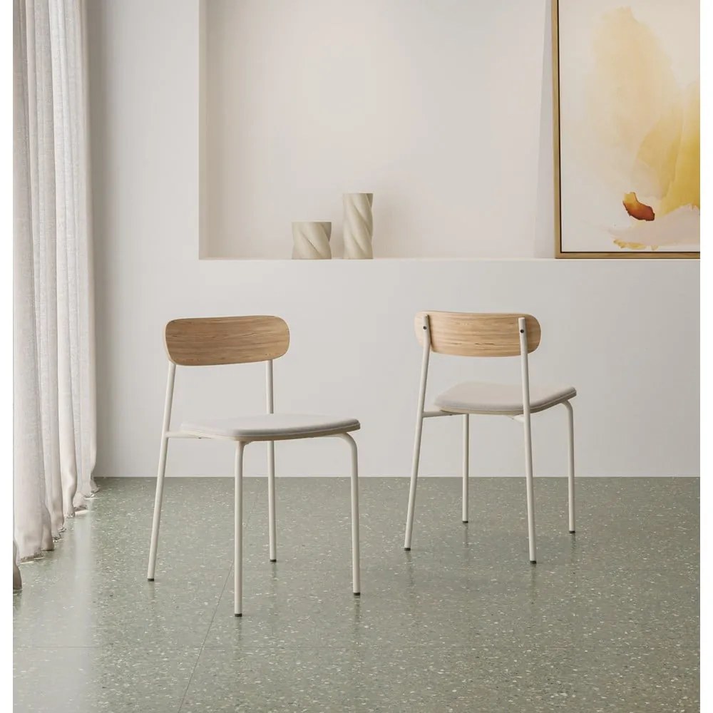 Трапезни столове в комплект от 2 броя в бежово-натурален цвят Adriana - Marckeric