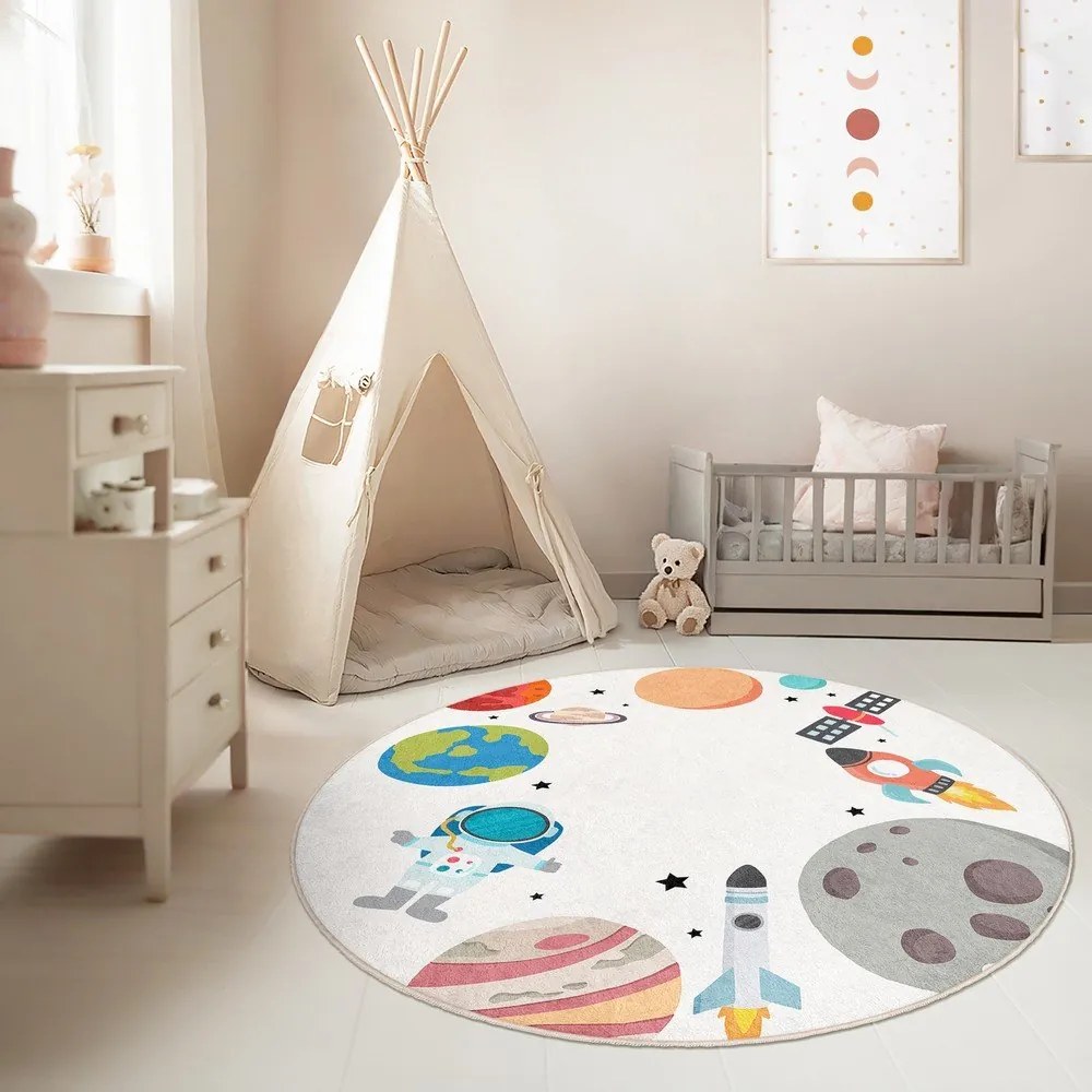 Детско килимче за игра подходящо за пране ø100 cm Space Trip – Mila Home