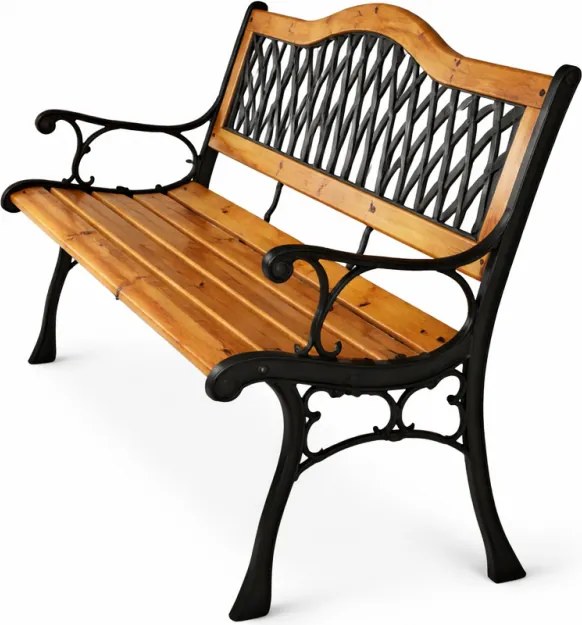 Издръжлива градинска пейка с облегалка 125 x 52 x 77 cm