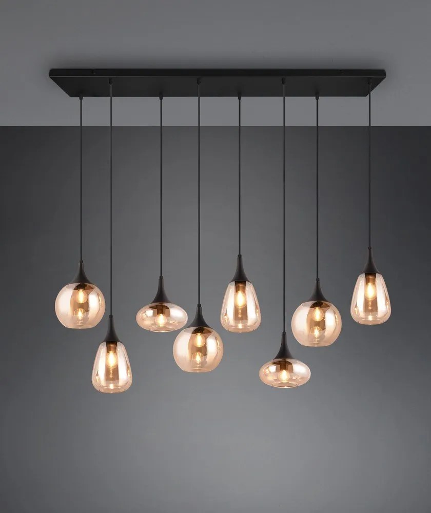 Черно-оранжева висяща лампа със стъклен абажур Lumina - Trio