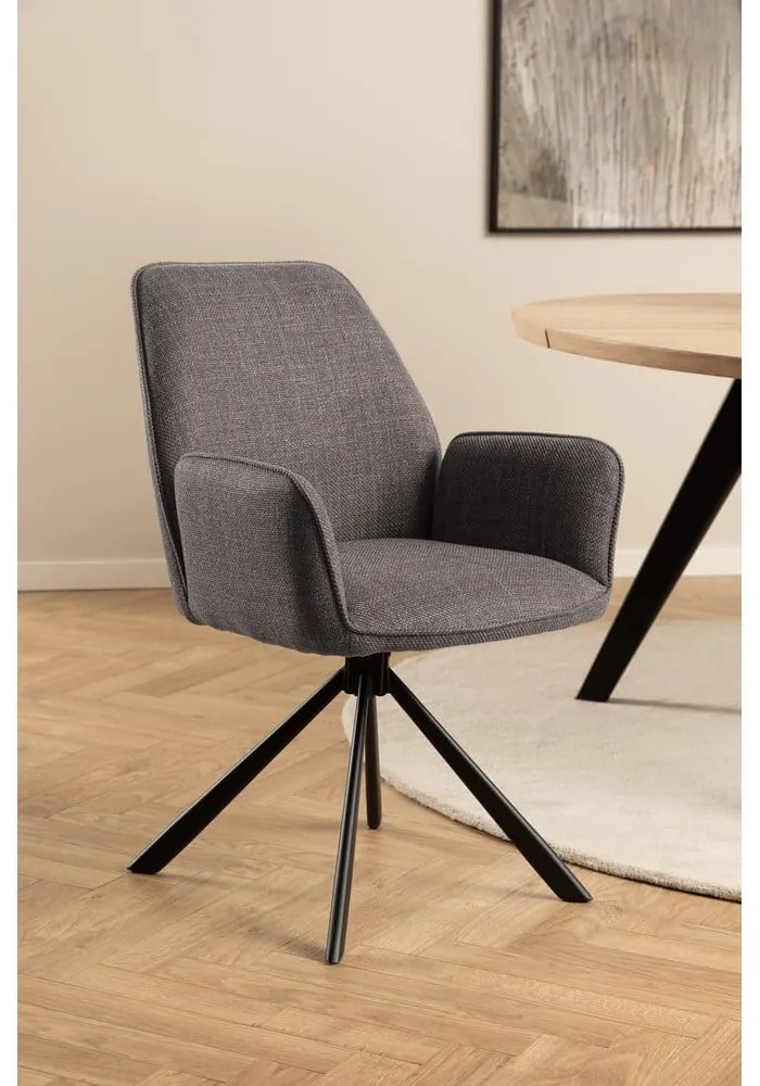 Светлосиви тапицирани трапезни столове в комплект с подлакътници 2 бр. Glenda – Actona