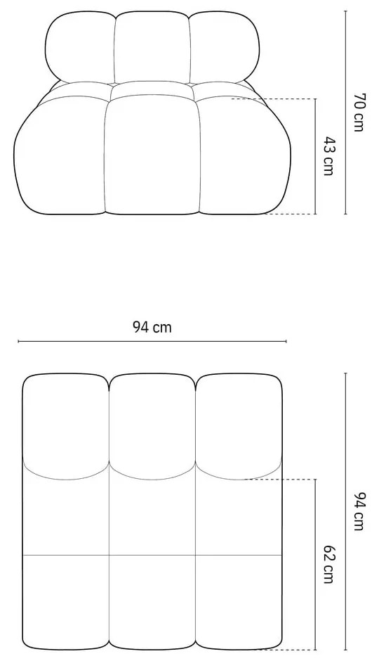 Зелен модул за диван от букле (среден модул) Bellis – Micadoni Home