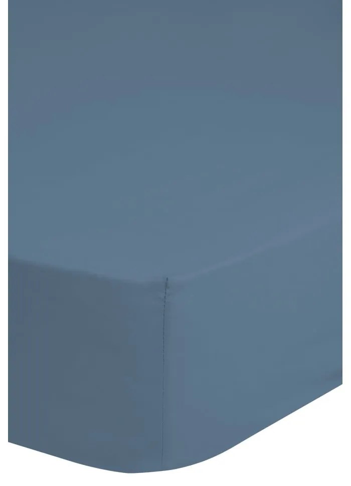Син чаршаф от еластичен памучен сатен , 160 x 200 cm - HIP