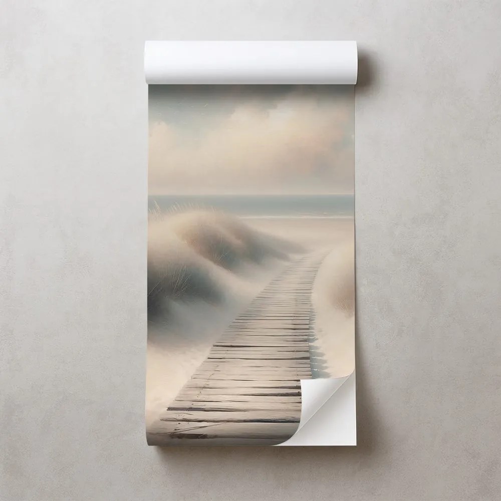 Самозалепващ тапет – Пясъчен плаж с дървена пътека