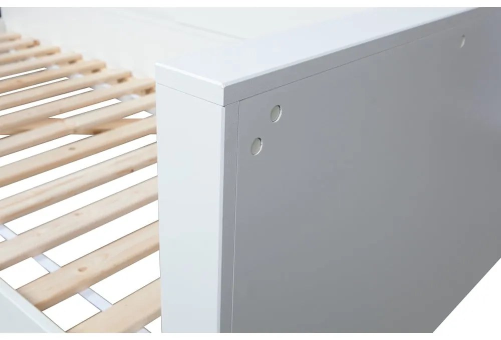 Бяло единично легло от борова дървесина, 90 x 200 cm Connect - WOOOD