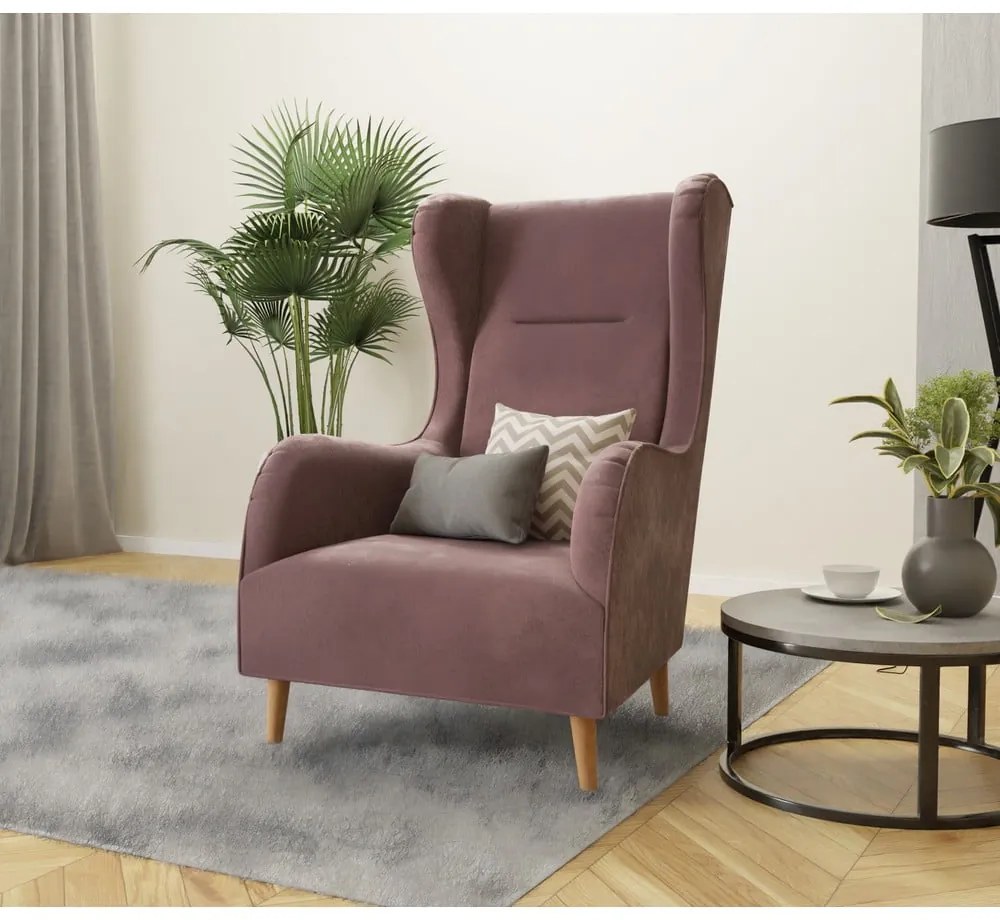 Фотьойл от розово кадифе Carole - Ropez