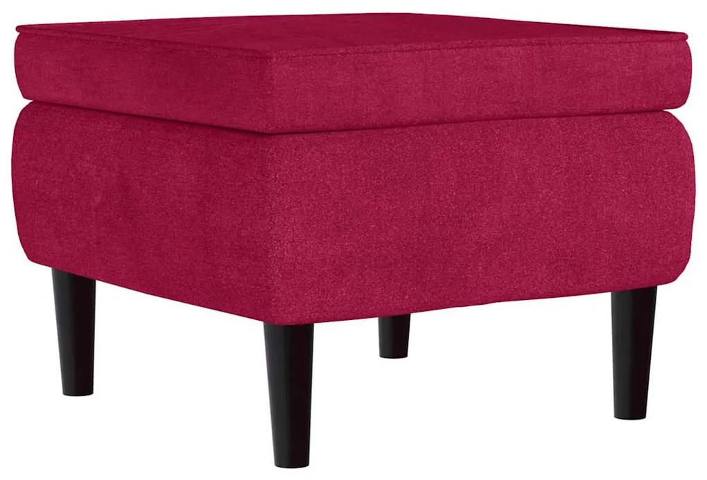 329441 vidaXL Табуретка с дървени крака, виненочервена, кадифе