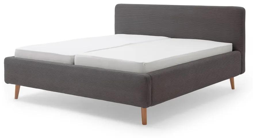 Сиво легло от велур с решетка и място за съхранение , 180 x 200 cm Mattis Cord - Meise Möbel