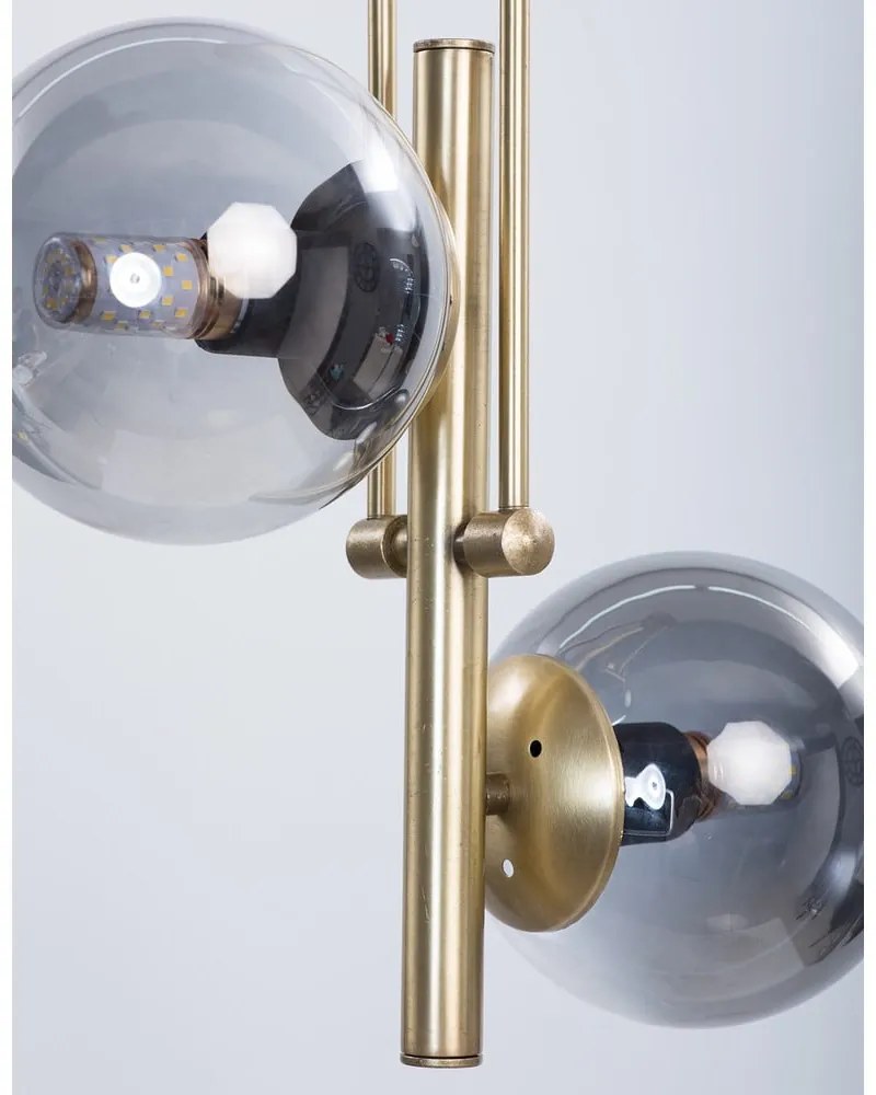 Сиво-златисто осветително тяло за таван със стъклен абажур ø 15 cm Libra – Squid Lighting