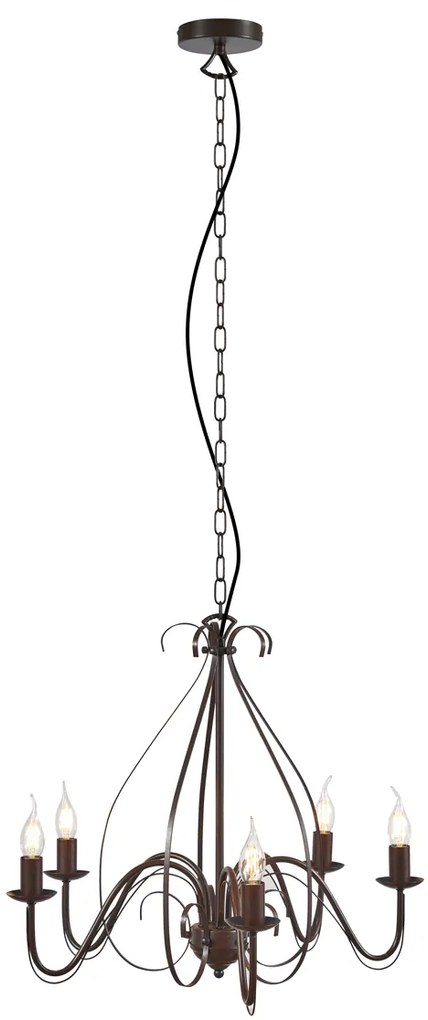 Класически полилей ръждивокафяв 5 светлини - Giuseppe