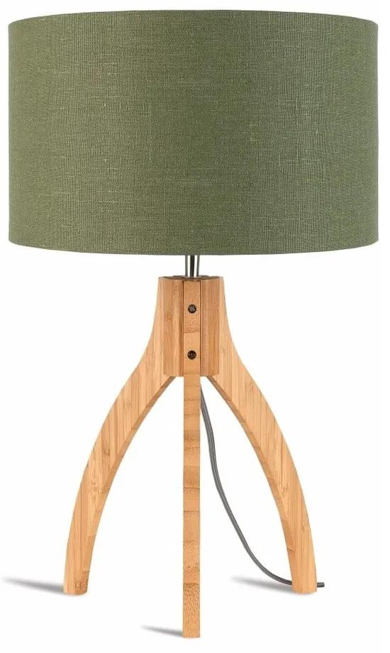 Настолна лампа със зелен абажур и бамбукова конструкция Annapurna - Good&amp;Mojo
