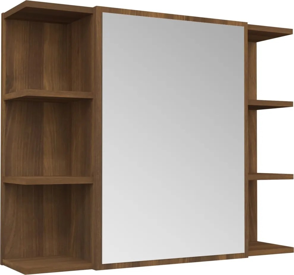 815524 vidaXL Огледален шкаф за баня кафяв дъб 80x20,5x64 см инженерно дърво