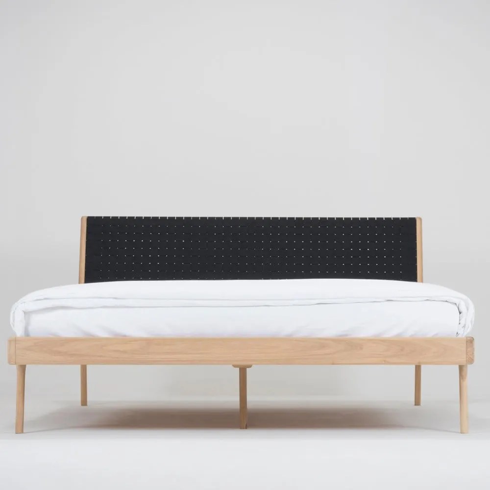 Масивно дъбово легло с черна табла , 160 x 200 cm Fawn - Gazzda