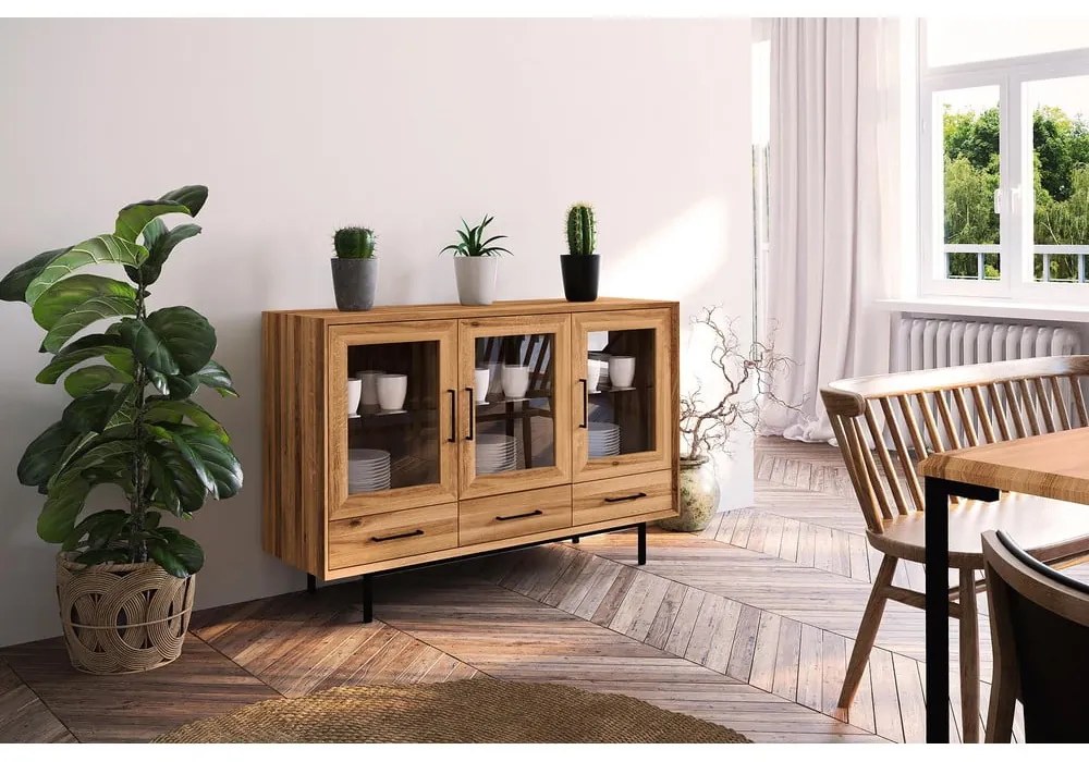 Витрина от дъбова дървесина в естествен цвят 144x95 cm Abies - The Beds