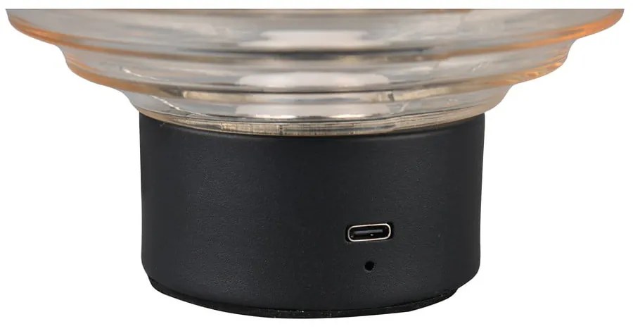 Черна и бежова настолна LED лампа със стъклен абажур (височина 14,5 см) Earl - Reality