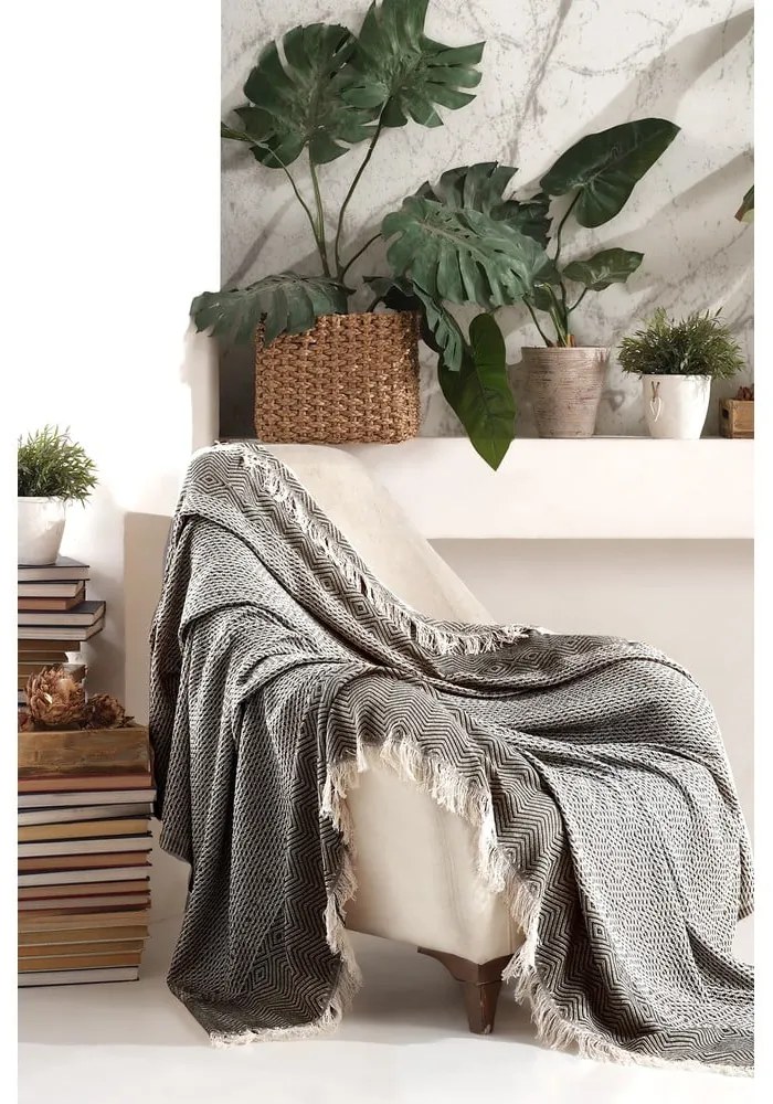 Черно/бежово покривало за легло 170x210 cm Etnik – Mijolnir