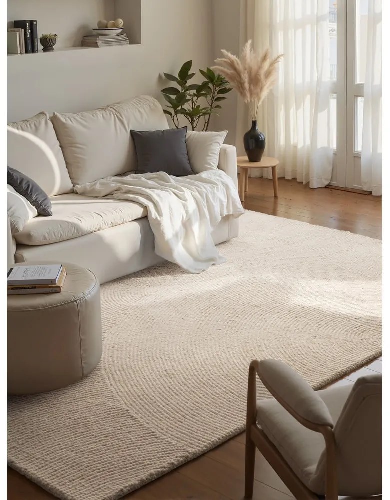 Ръчно изработен вълнен килим в светло естествен цвят 200x300 cm Calmio – Hanse Home