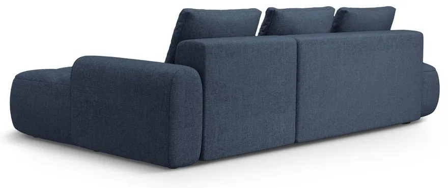 Тъмносин сгъваем/с място за съхранение ъглов диван (десен ъгъл) Linz – Cosmopolitan Design