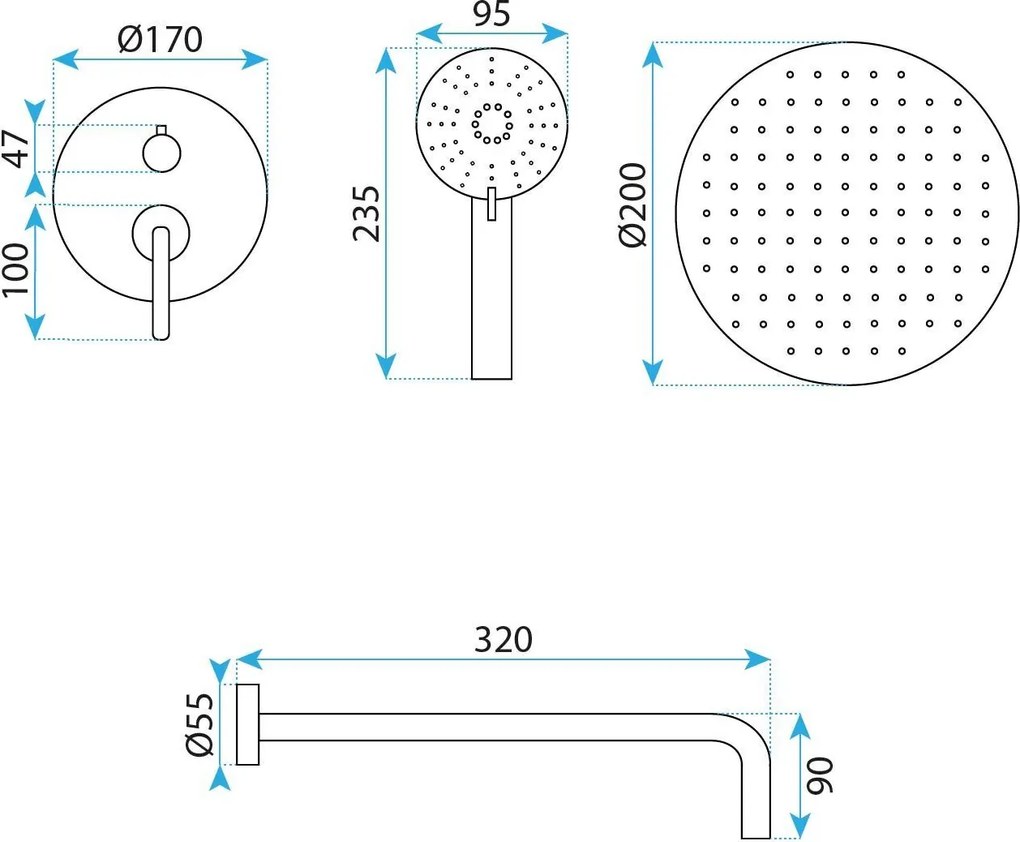 Душ система за вграждане Rea Ontario Brush Copper + BOX