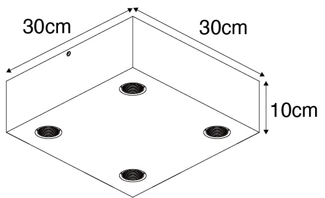 Ръстичен таванен аплик винтидж дърво 4-светлина - Bloc