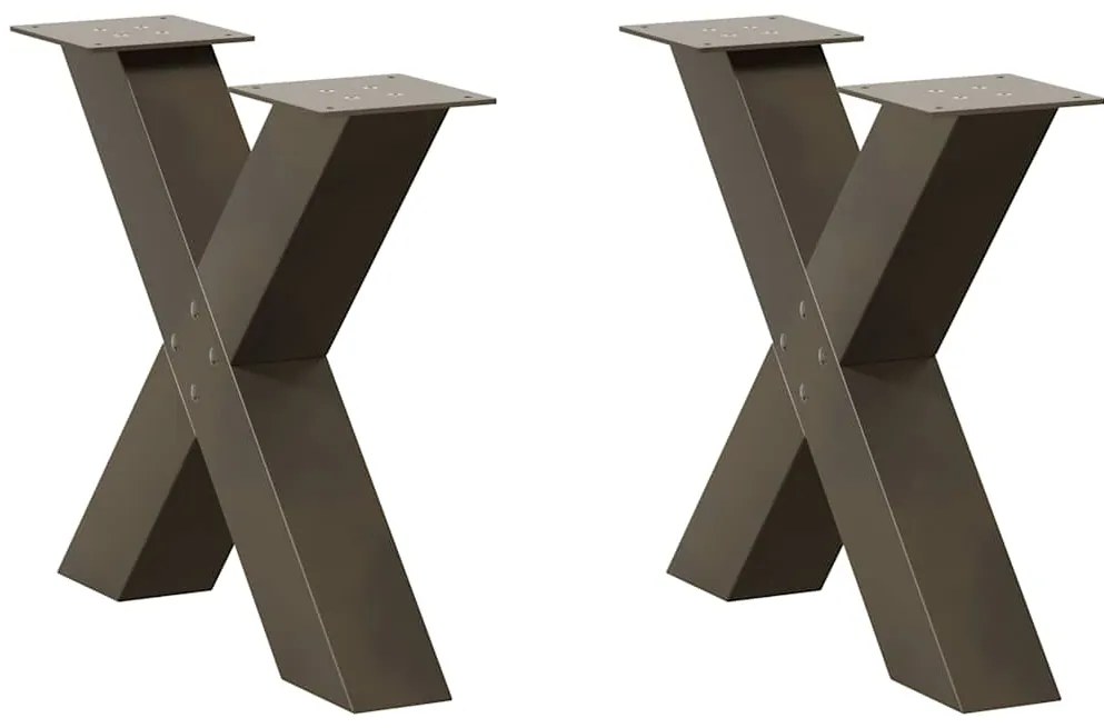 4012963 vidaXL Крака за масичка за кафе, X-образни, 2 бр., естествена стомана, 60 x (42-43) см, стомана