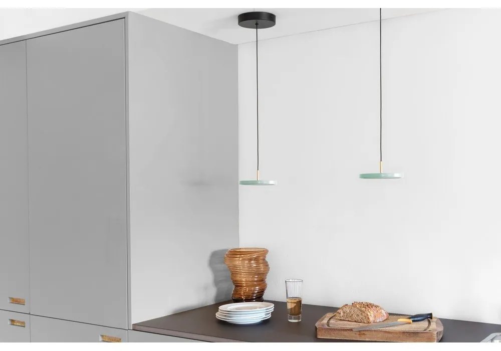 Светлозелена LED лампа за окачване с метален абажур ø 15 cm Asteria Micro - UMAGE