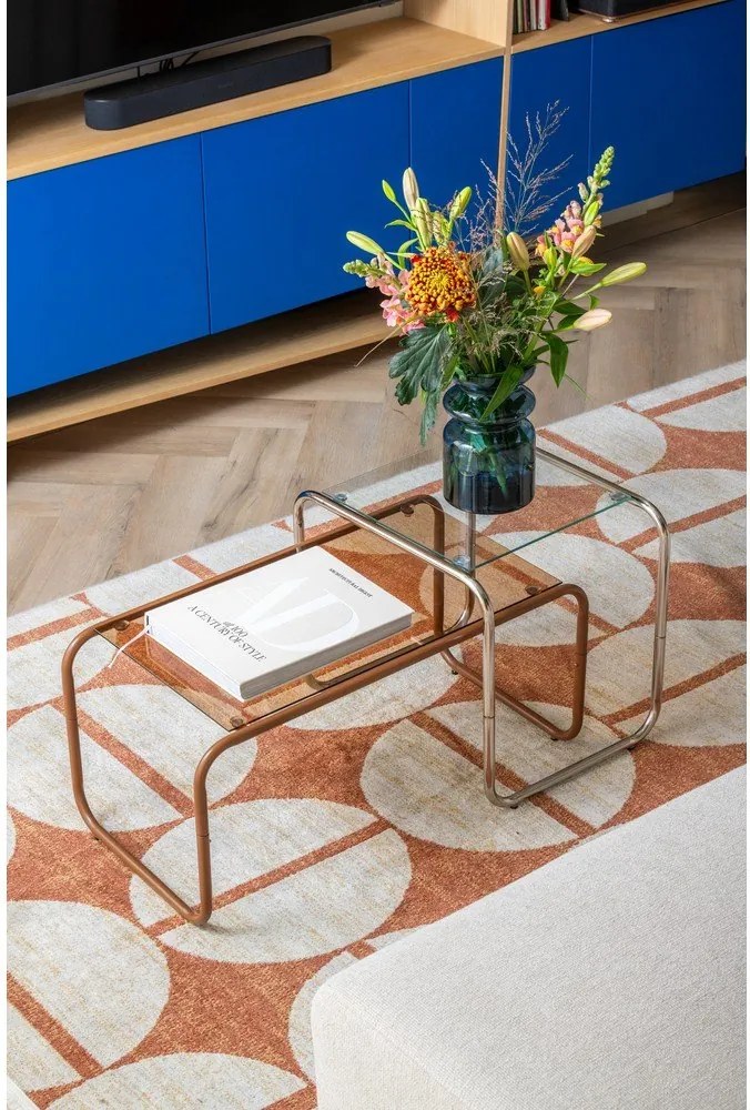 Зелена масичка за кафе със стъклен плот 40x80 cm Ventana – Leitmotiv