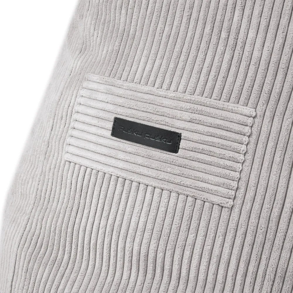 Светлосив пуф от рипсено кадифе Snug 100 – SLOWDOWN